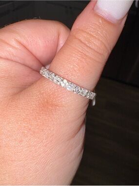 S925 Moissanite Diamond Band Ring - White